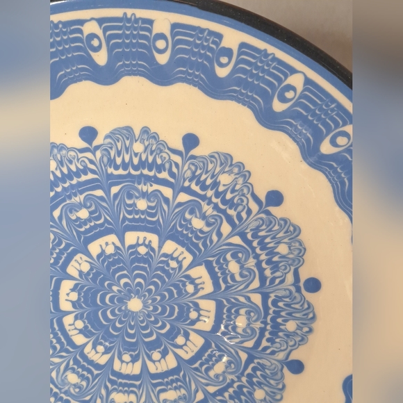 Handmade Clay Decor Dish, Blue  Pulled Colour Design. - Picture 5 of 7